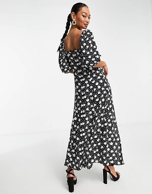 

Платье миди со сборками и разрезом на груди ASOS DESIGN