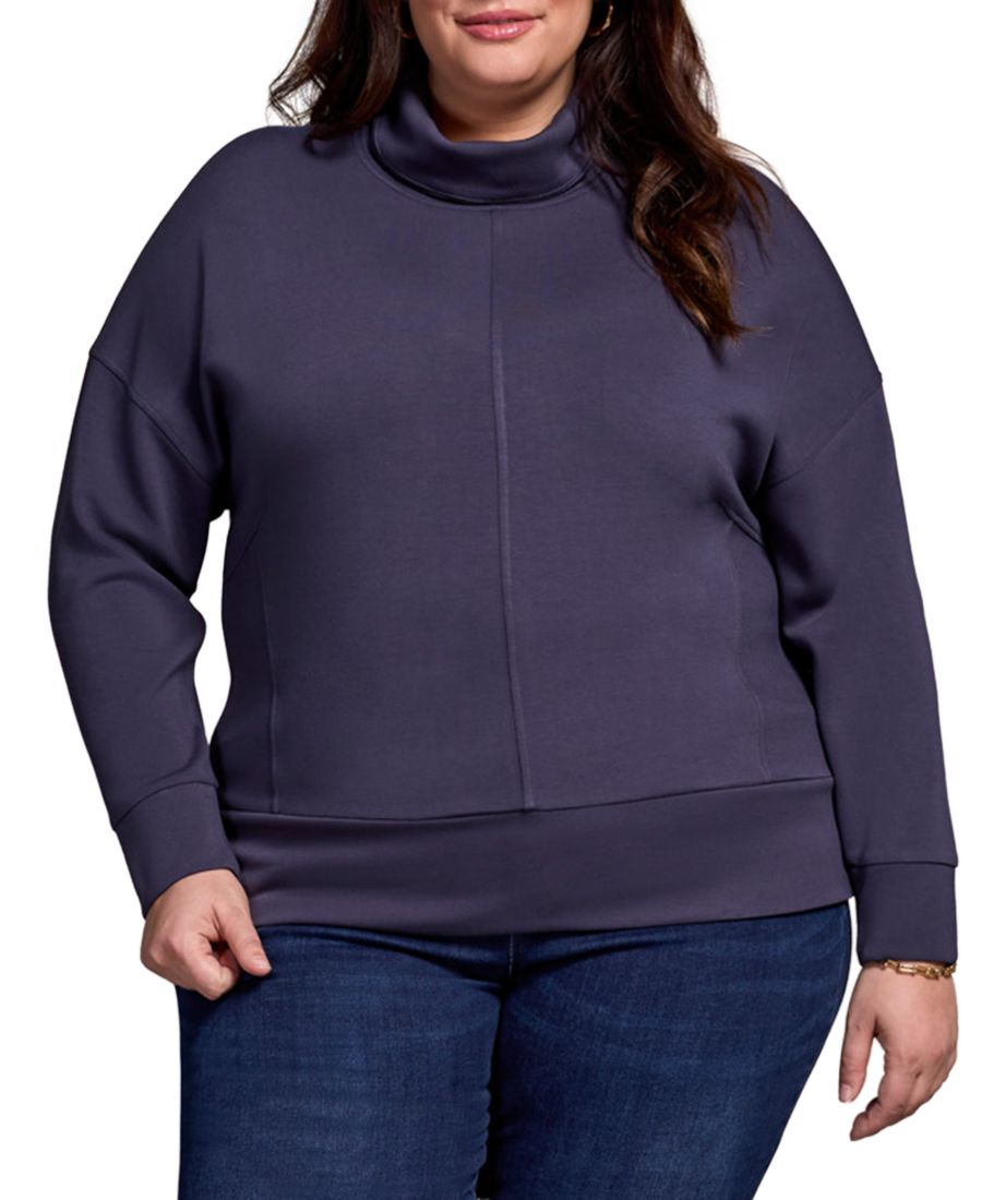 

Вязаный топ Techno Lux большого размера с приспущенными плечами и воротником-стойкой TRIBAL, Sapphire