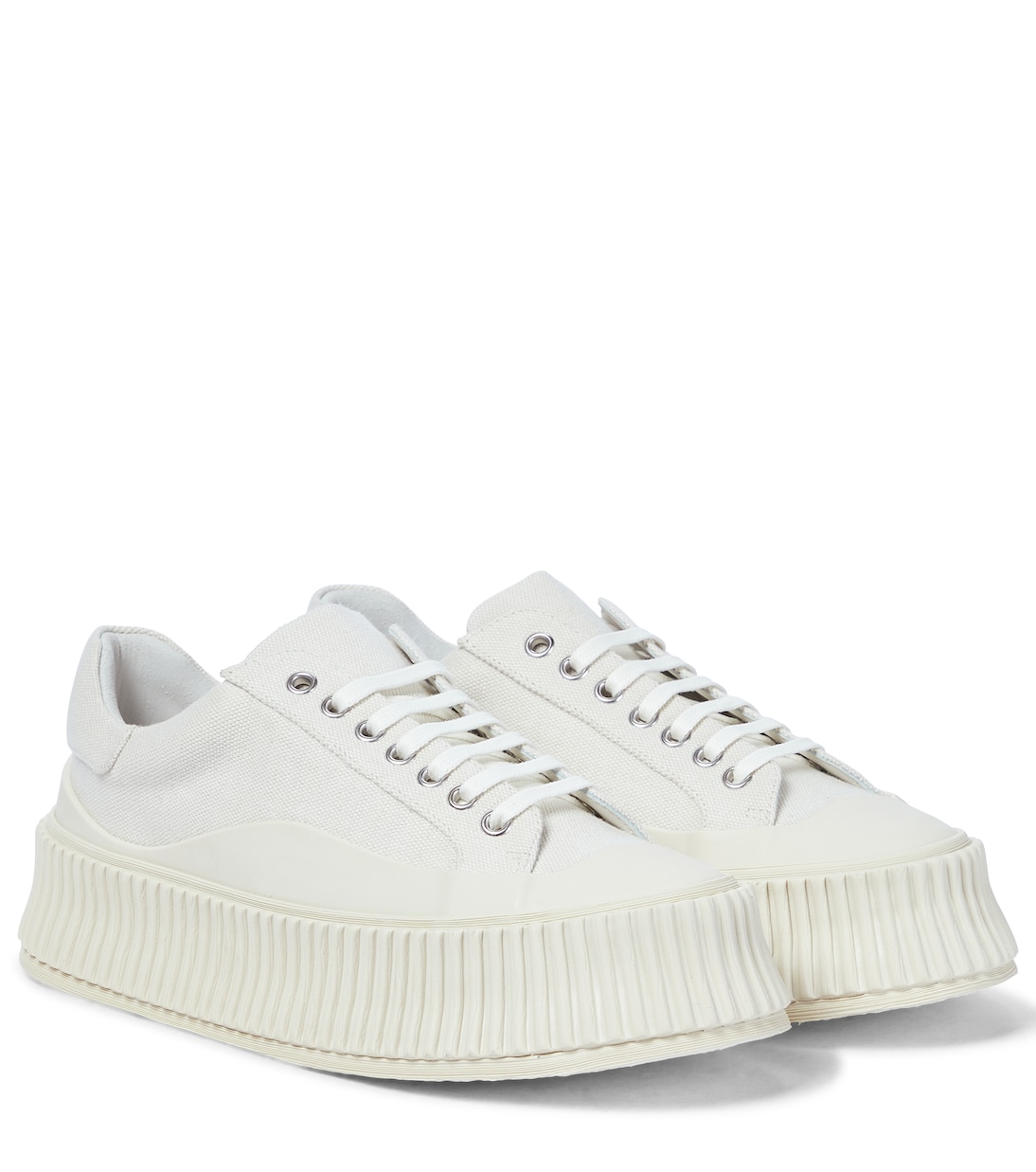 Холщовые кроссовки на платформе Jil Sander, белый
