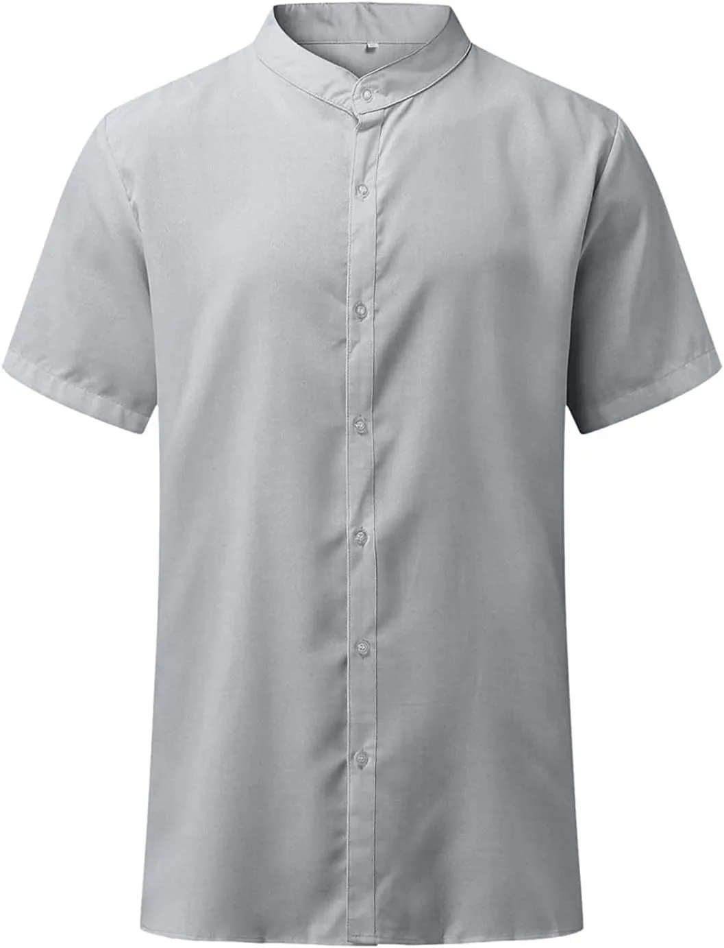 

Мужская безворотниковая короткая рукав льняная рубашка летняя V-образный вырез DGHM-JLMY