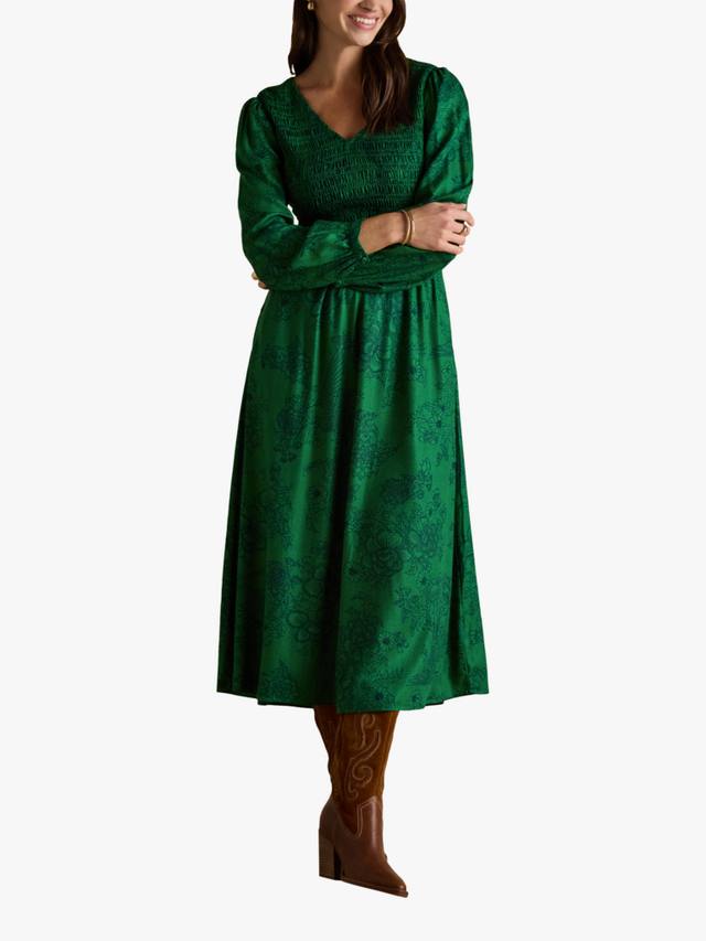 

Платье миди с длинным рукавом в стиле пейсли Joules, Green/Multi