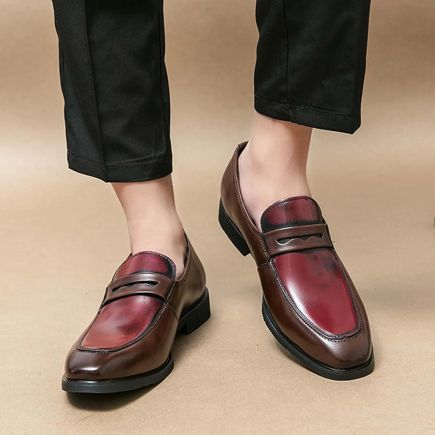 Лоферы кожаные Urban Youth Business Casual Formal Shoes, красный — фото 4