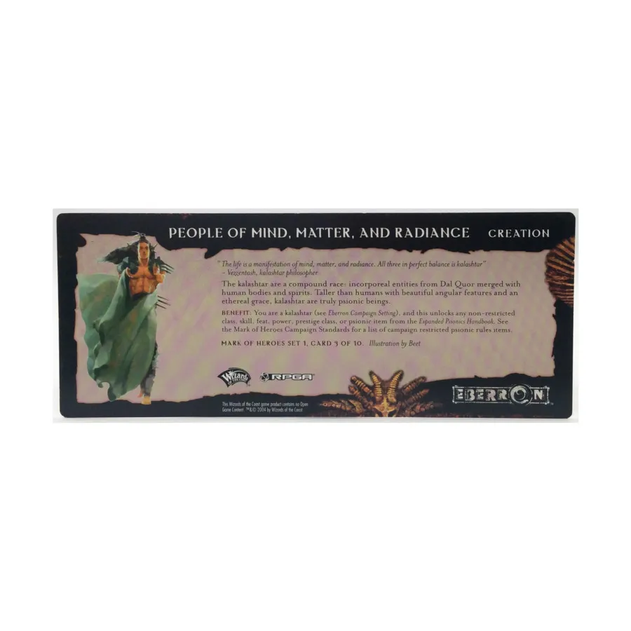 

Набор 1 для ролевой игры «Знак героев» — карта 3 из 10, «Люди разума», «Материя» и «Сияние»., Eberron (d20)