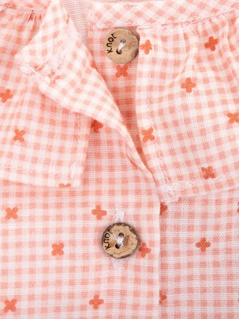 Клетчатая блузка Grace с оборками Knot, розовый — фото 3