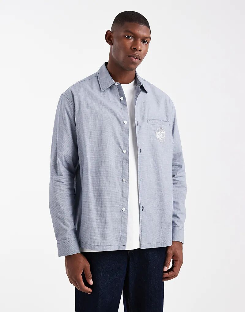 

Свободная клетчатая рубашка с вышивкой на груди ASOS DESIGN синего цвета