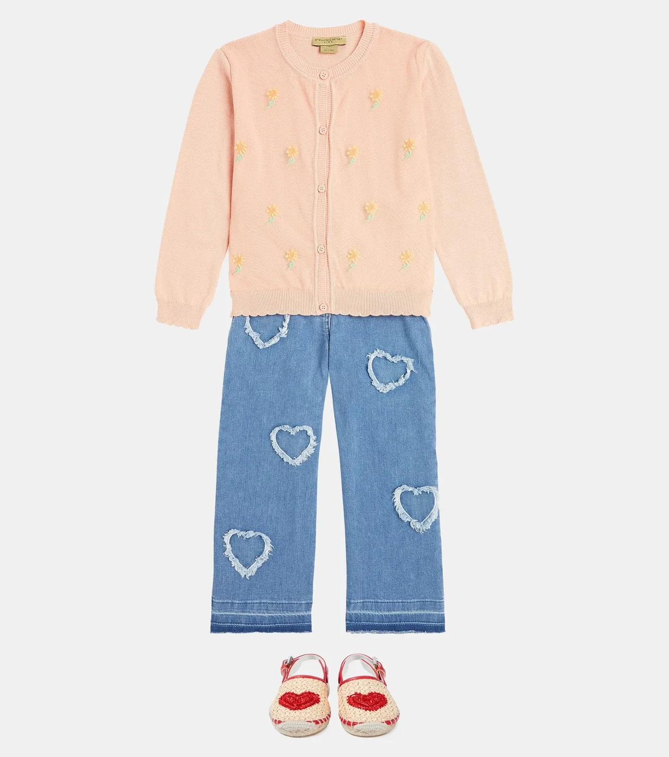 Кардиган хлопковый с цветочным узором Stella Mccartney Kids, розовый — фото 2