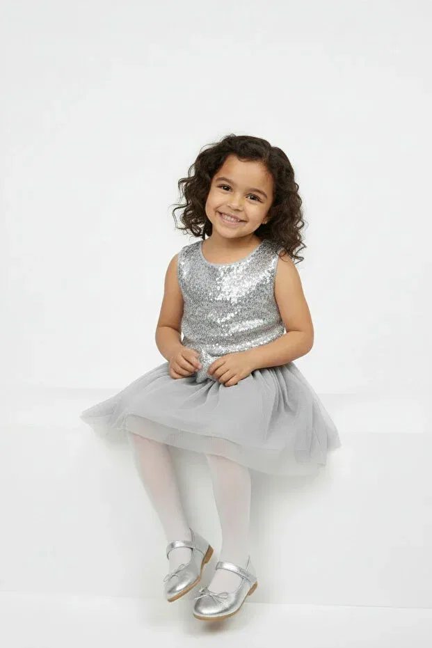 Детские балетки для девочек с липучкой Jessica Kids A More, Silver — фото 4