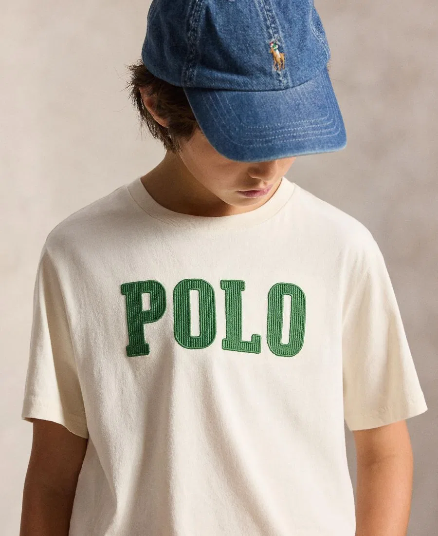 Детская футболка из хлопкового трикотажа с логотипом, размер 8-20 Polo Ralph Lauren, Estate Cream — фото 3
