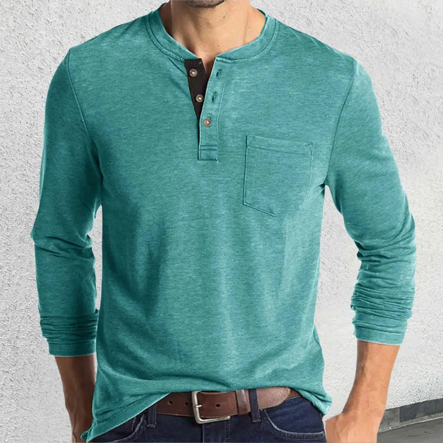 Мужская классическая футболка-поло с карманом, Mint Green — фото 2