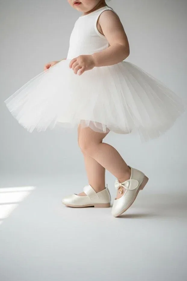 Детские балетки для девочек из искусственной кожи Görkem Bebe Ayakkabı Ve Tekstil, Beige — фото 2