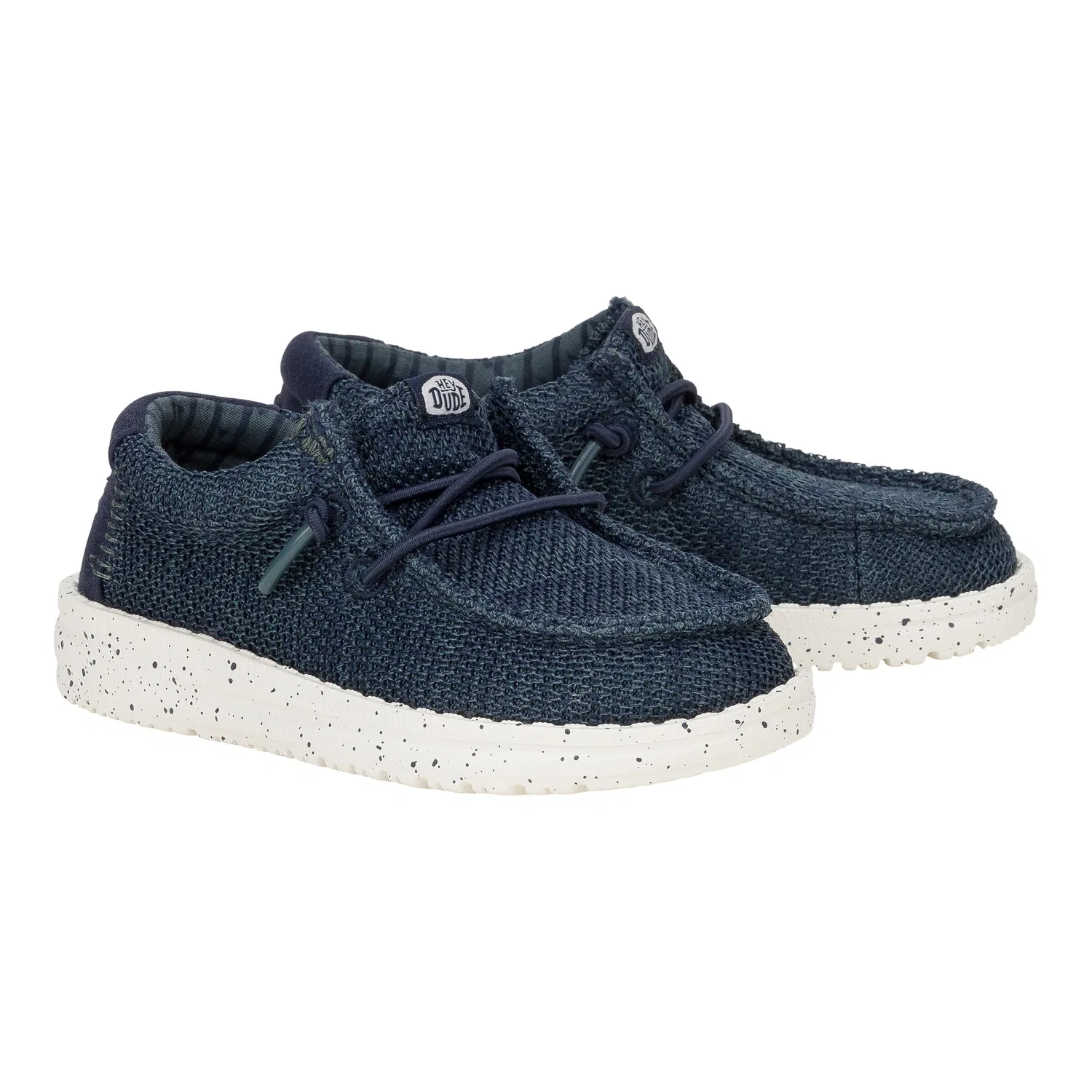 Детские мокасины для мальчиков с эластичными шнурками Wally Stretch Sox HEYDUDE, Navy Blue — фото 2