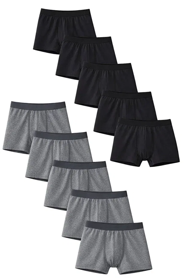 Детские боксеры для мальчиков хлопковые набор 10 штук Basics Freemen, Black-Antrasite