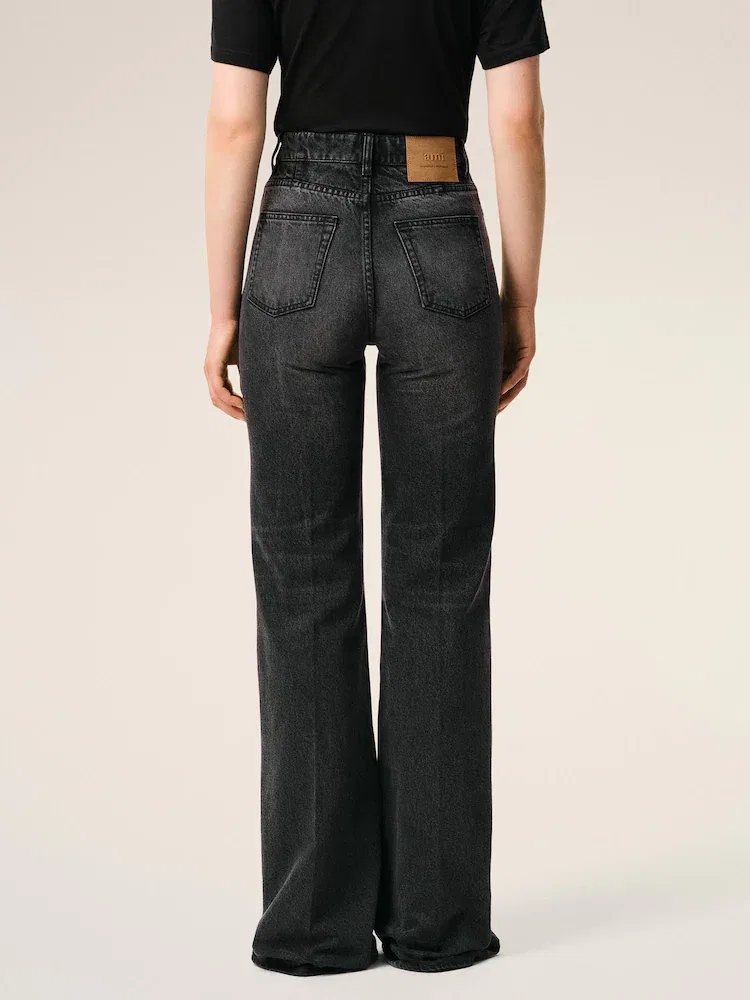 Джинсы Flare Fit, Noir Used AMI PARIS, Black — фото 3