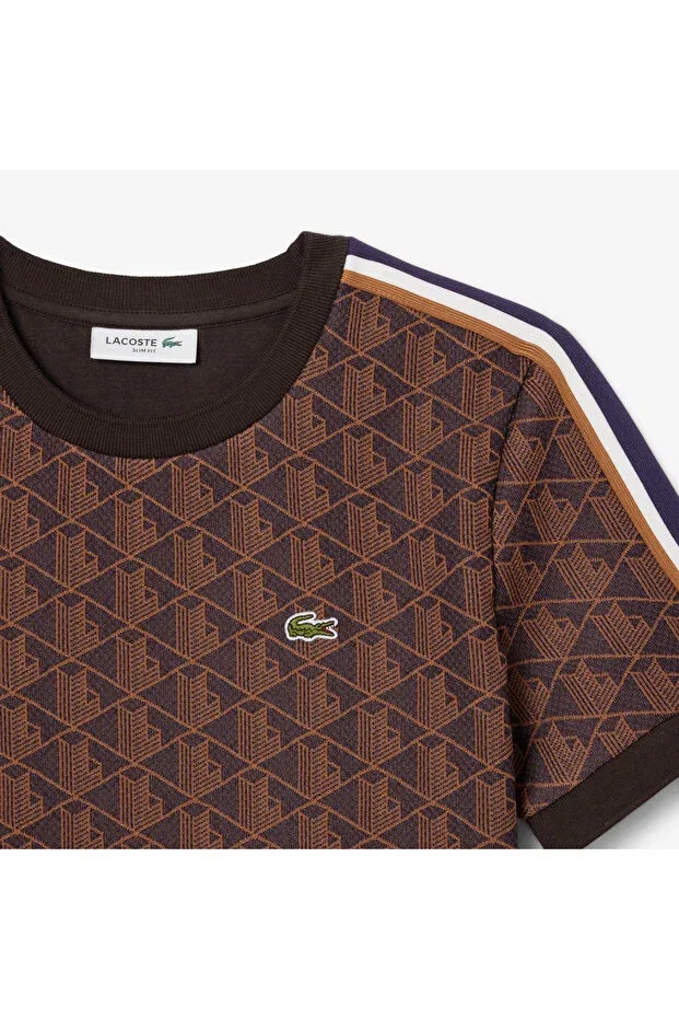 Женская футболка с принтом Slim Fit Lacoste, 9I4-Brown — фото 4