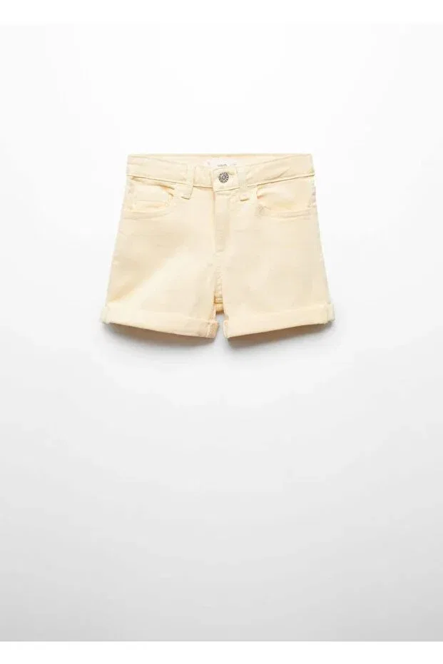 Детские шорты для девочек джинсовые Mango Kids, Pastel Yellow — фото 3