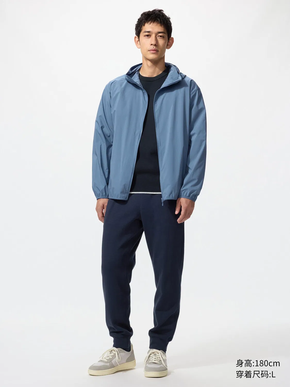 Куртка с капюшоном защита от ультрафиолета Uniqlo, синяя — фото 3
