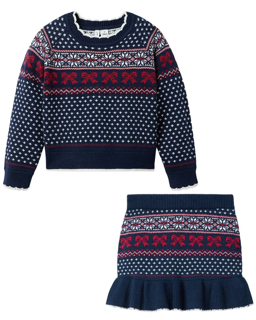 Детская юбка свитер с принтом Bow Fairisle Janie and Jack, синий