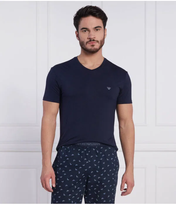 Мужская футболка с V-образным вырезом Slim Fit Emporio Armani, Blu Marino — фото 3