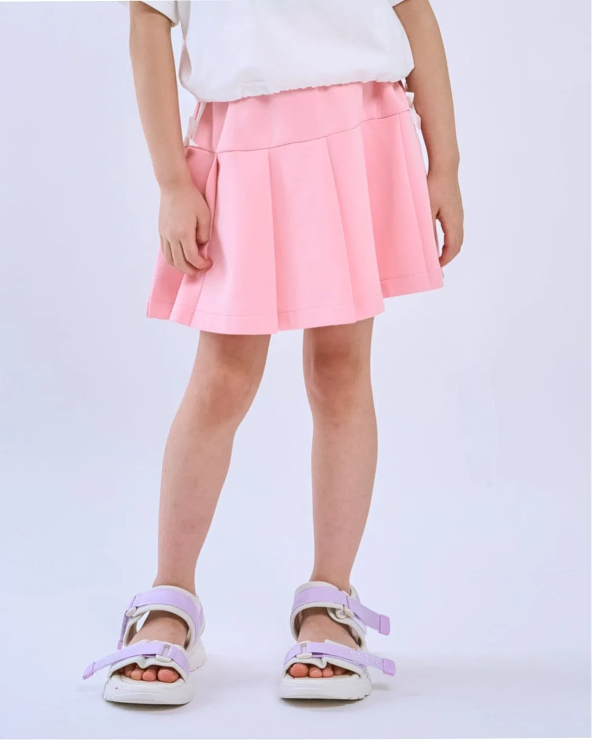 Детская юбка с контактным охлаждением, с лентой и линиями, модель Ribbon Line Tuck, minimal, Pink