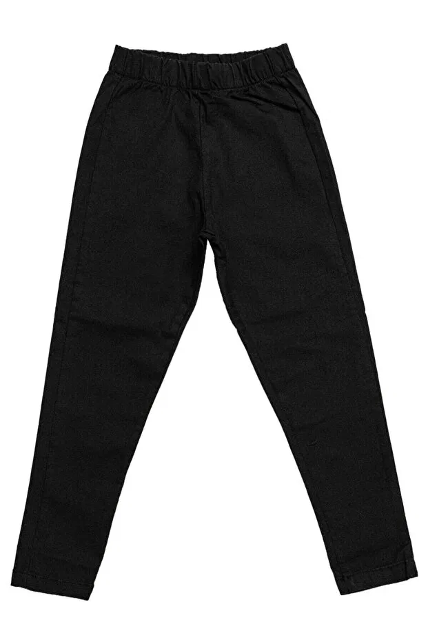 Детские брюки для девочек с эластичным поясом Puledro, Black — фото 3