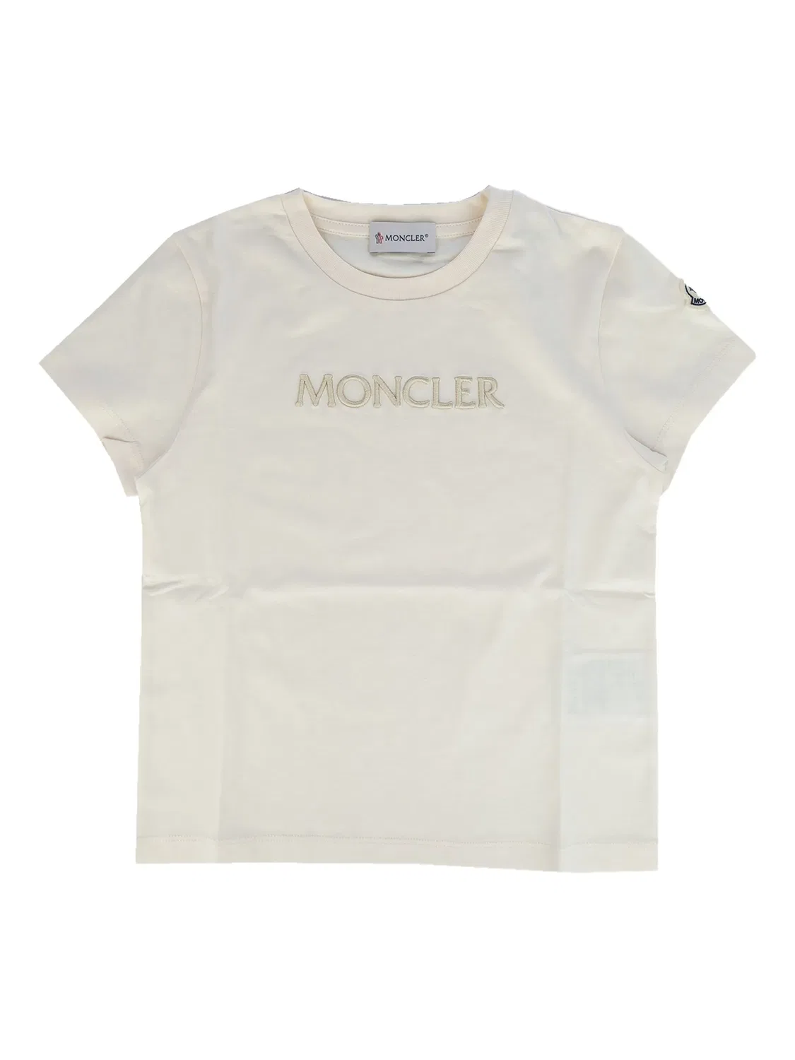 Футболка с вышитым логотипом Moncler, кремовый