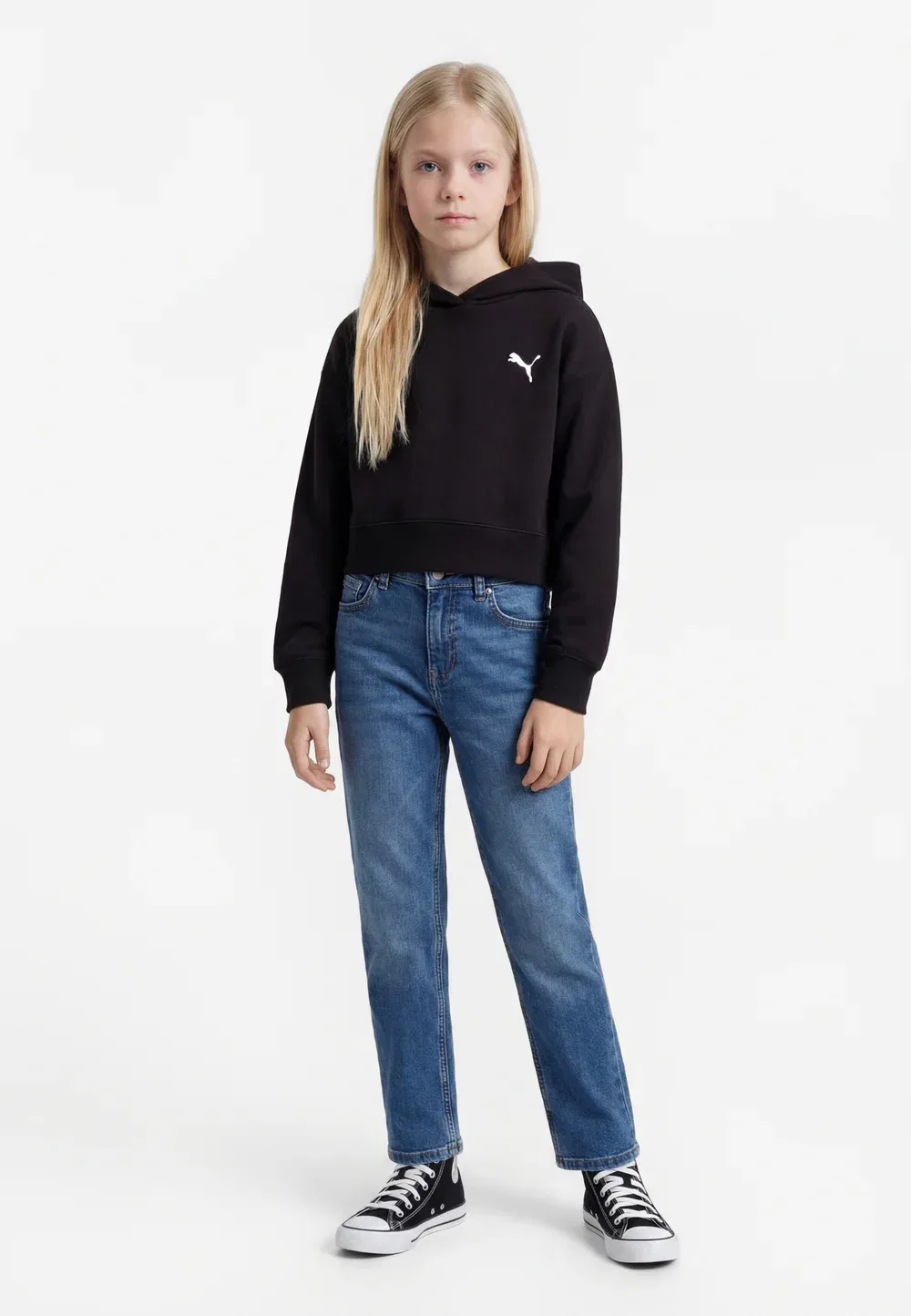 Укороченная толстовка унисекс - худи Puma, Black
