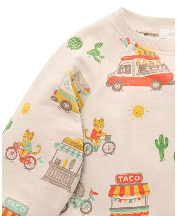 Детский свитер для мальчиков с принтом Siesta Sweater Purebaby, Large Taco Truck Print — фото 3