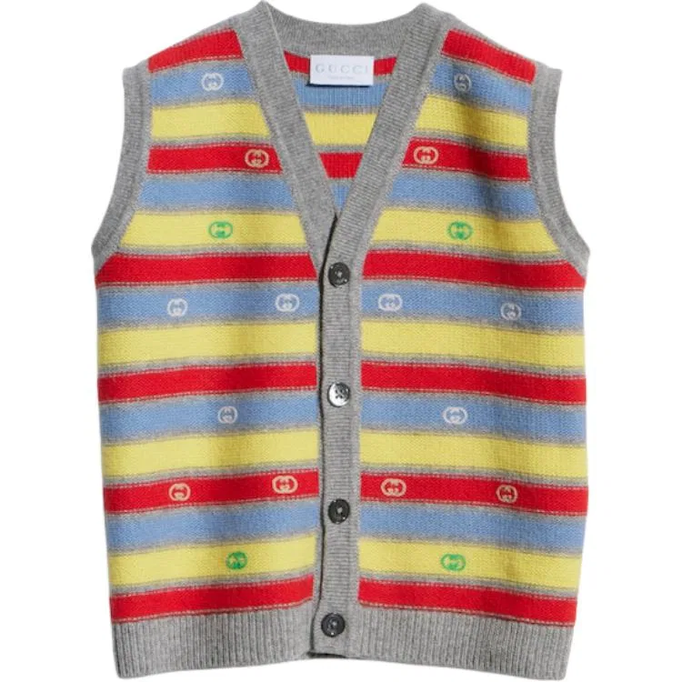 Детский жилет без рукавов с V-образным вырезом Pre School Vests V Neck Moderate GUCCI, Multicolor