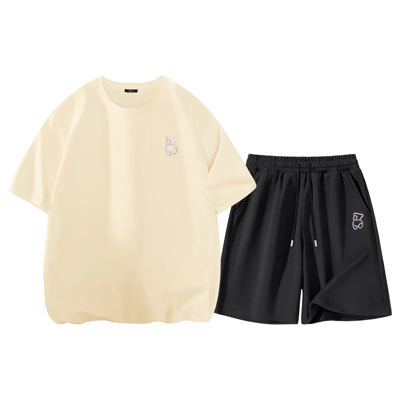 Детский комплект спортивной одежды с принтом MINISO, Light Beige And Black