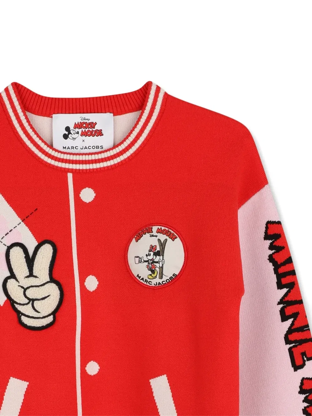 Свитер Minnie Mouse вязки интарсия Marc Jacobs Kids, красный — фото 3