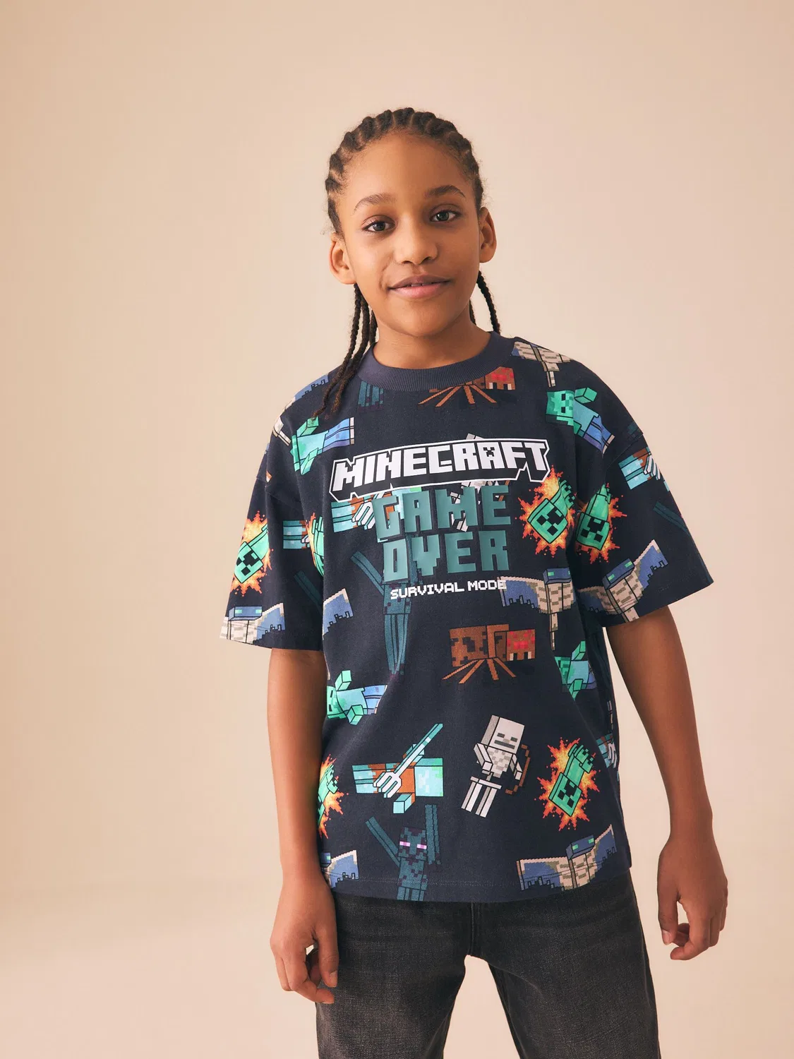 Футболка Minecraft Creeper Next, Black All Over Print