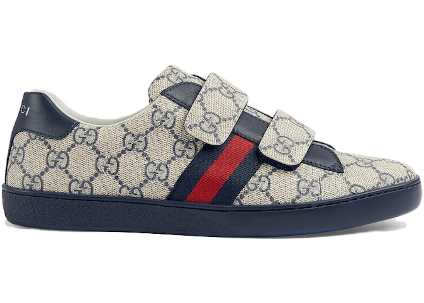 Детские кеды Gucci Ace Strap Sneaker, кожаные, на липучке, синие