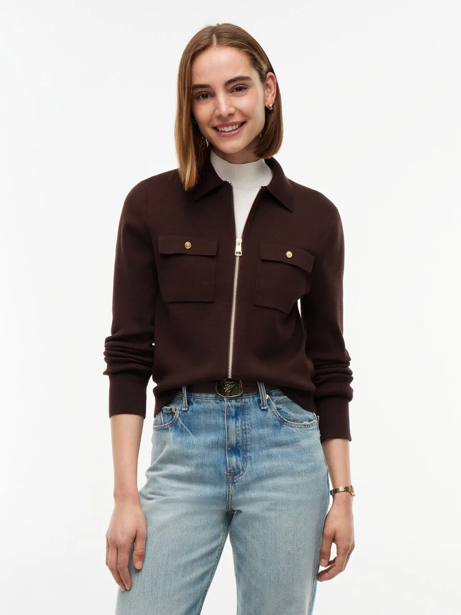 Вязаный кардиган TOMMY HILFIGER темно-коричневого цвета — фото 2
