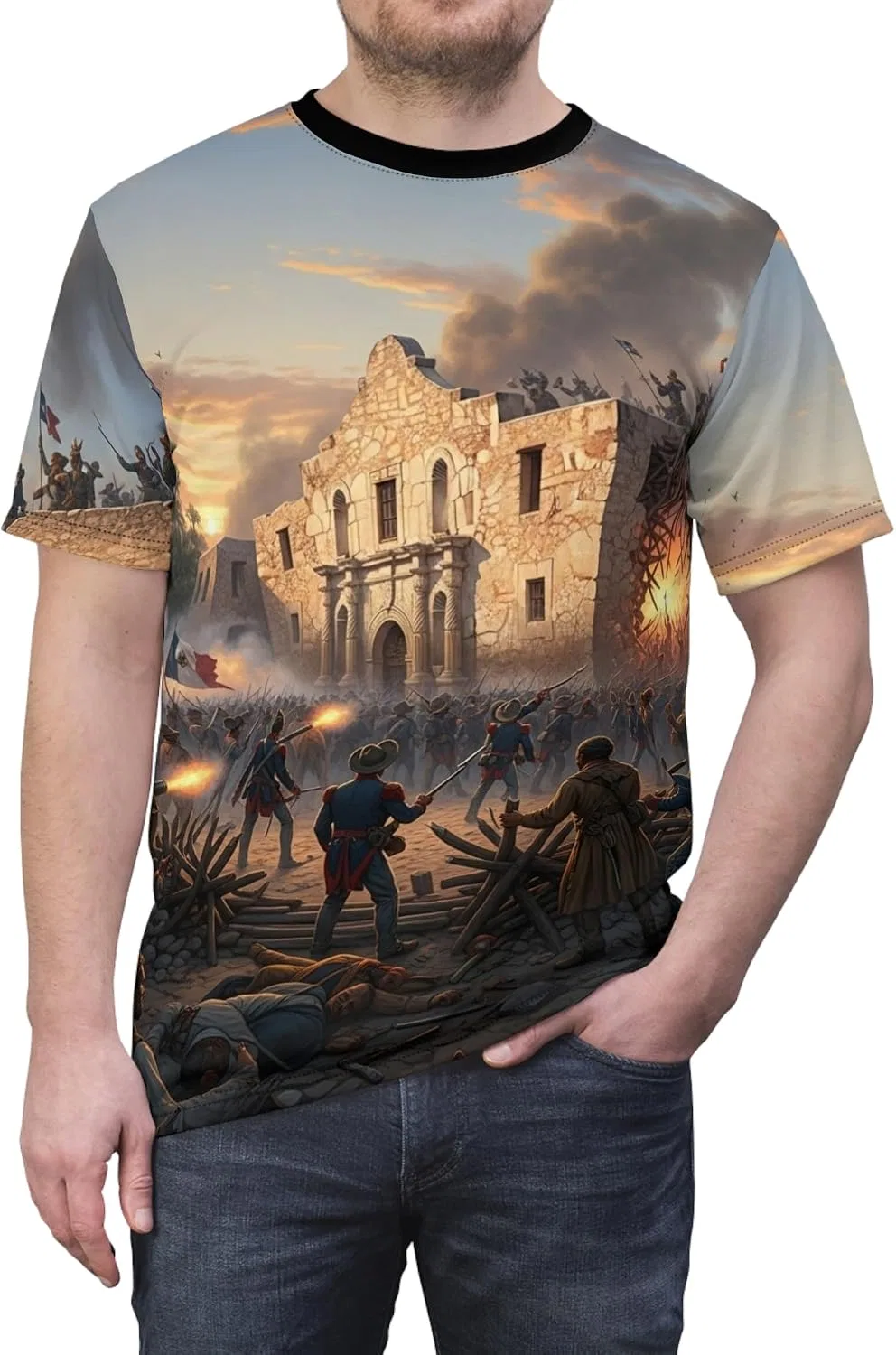 Футболка с принтом Battle of the Alamo, Black — фото 3