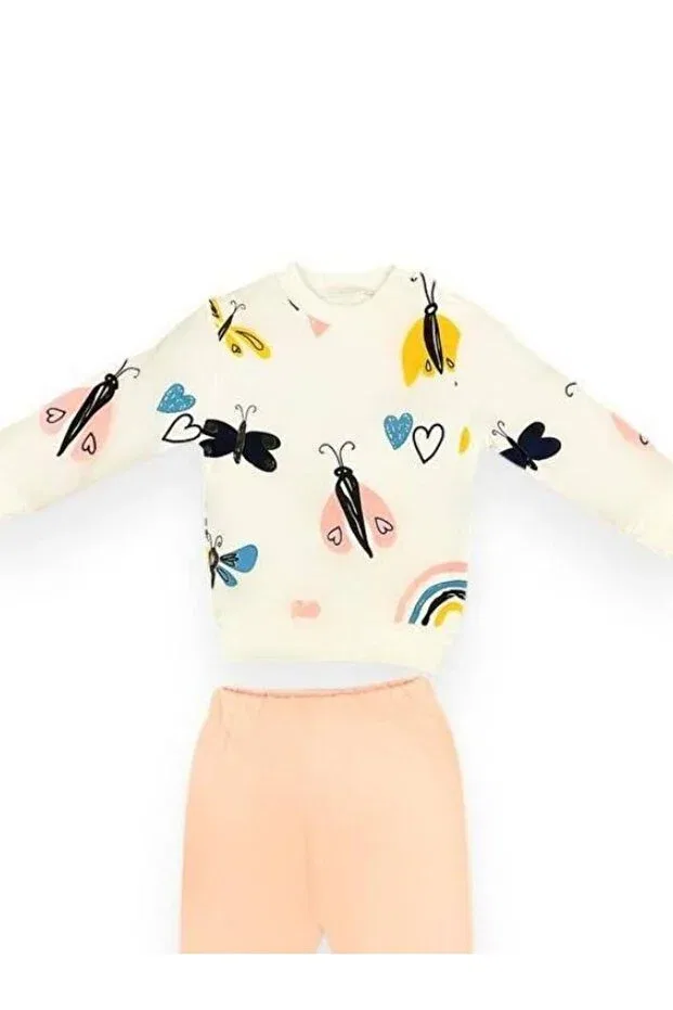 Детский комплект спортивного костюма для девочек хлопковый Butterfly Zekids, Powder — фото 4