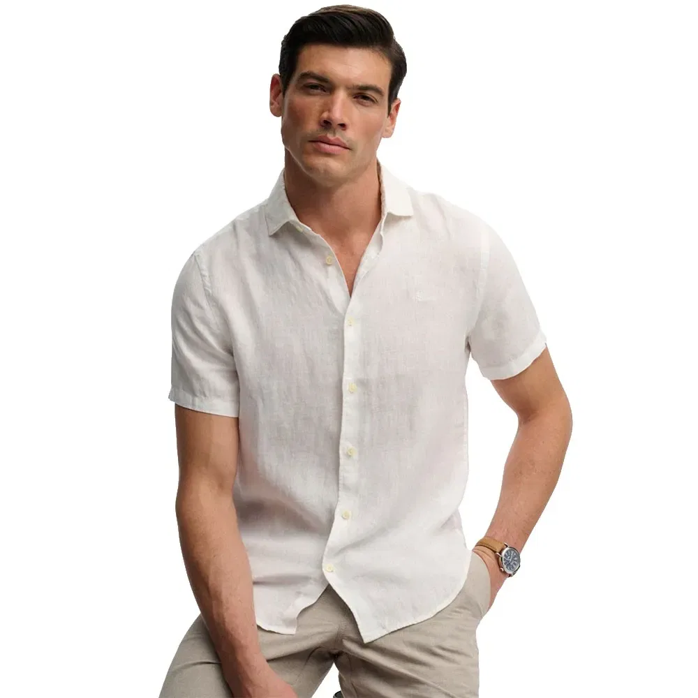 Рубашка с коротким рукавом Riviera Linen Superdry, белый — фото 4
