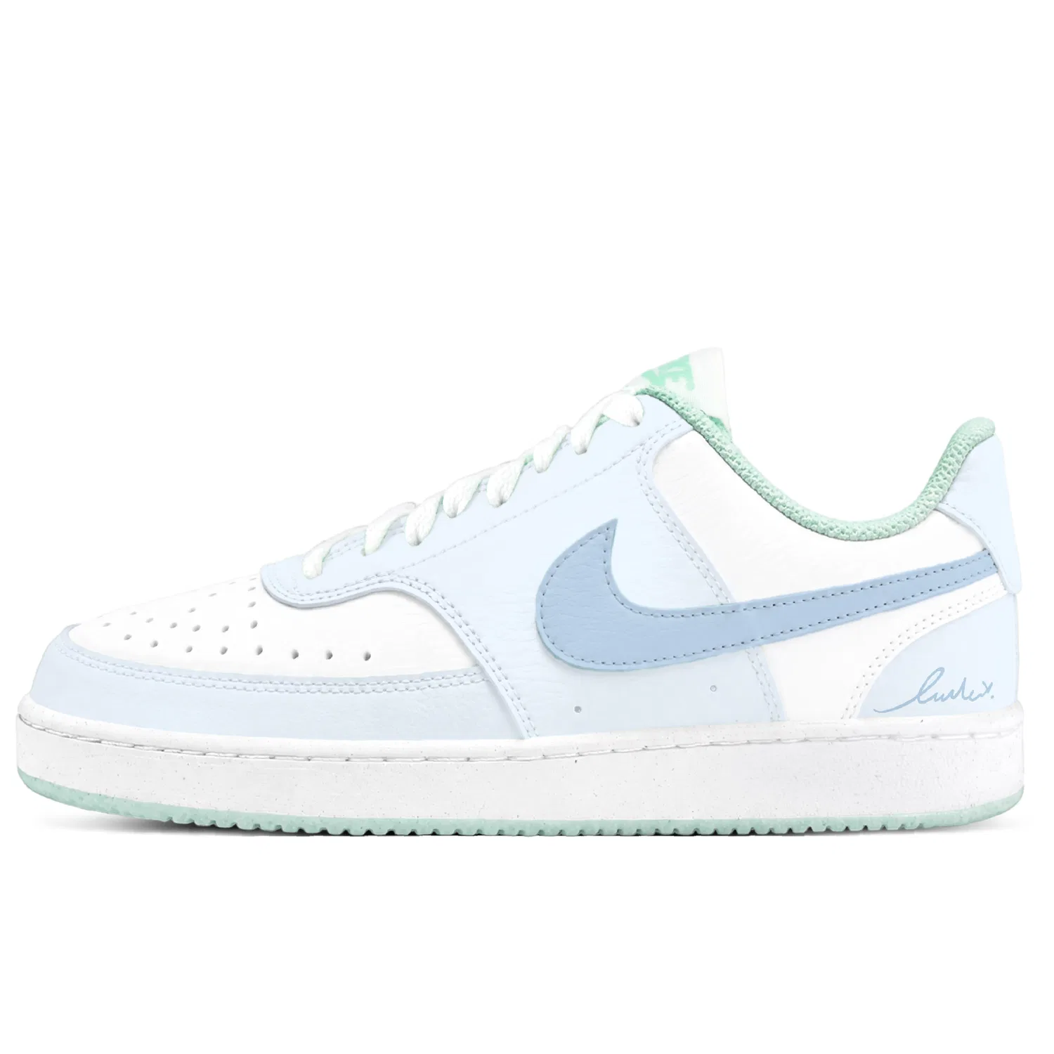 Детские кроссовки для скейтбординга из кожи, Blue White, Court Borough, Nike — фото 3