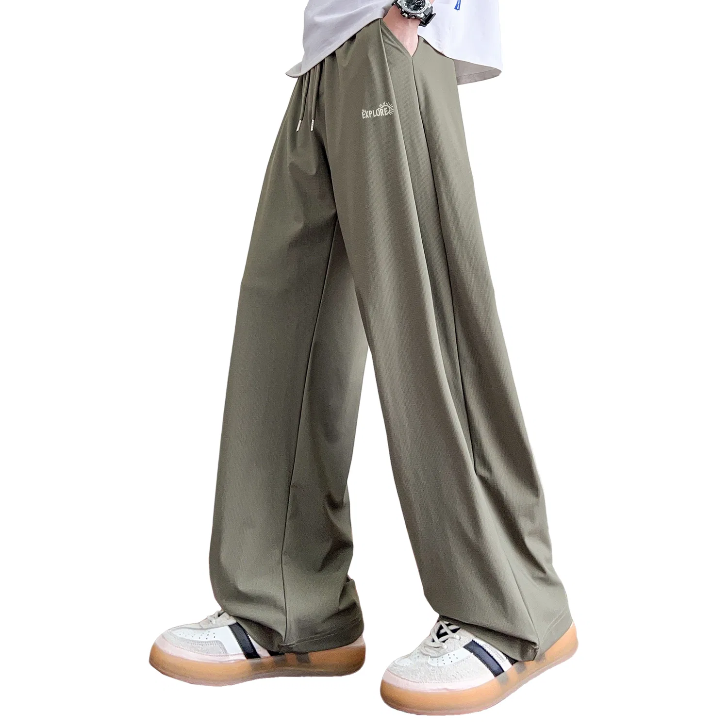 Детские широкие брюки из льняной ткани MINISO, Army Green