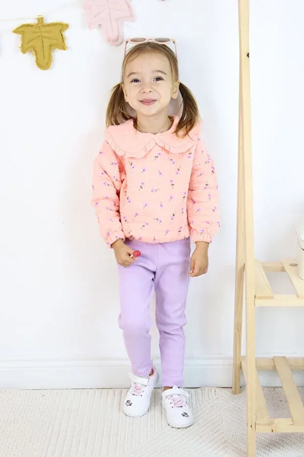 Детский комплект из футера для девочек с принтом Harika Kids, Pink