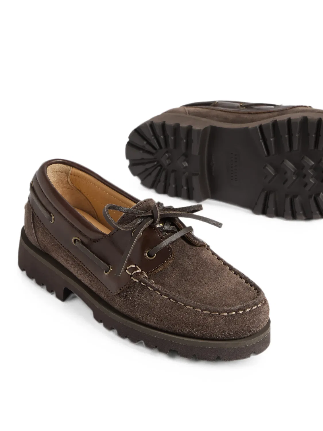 Топсайдеры на шнуровке Brunello Cucinelli Kids, коричневый — фото 4