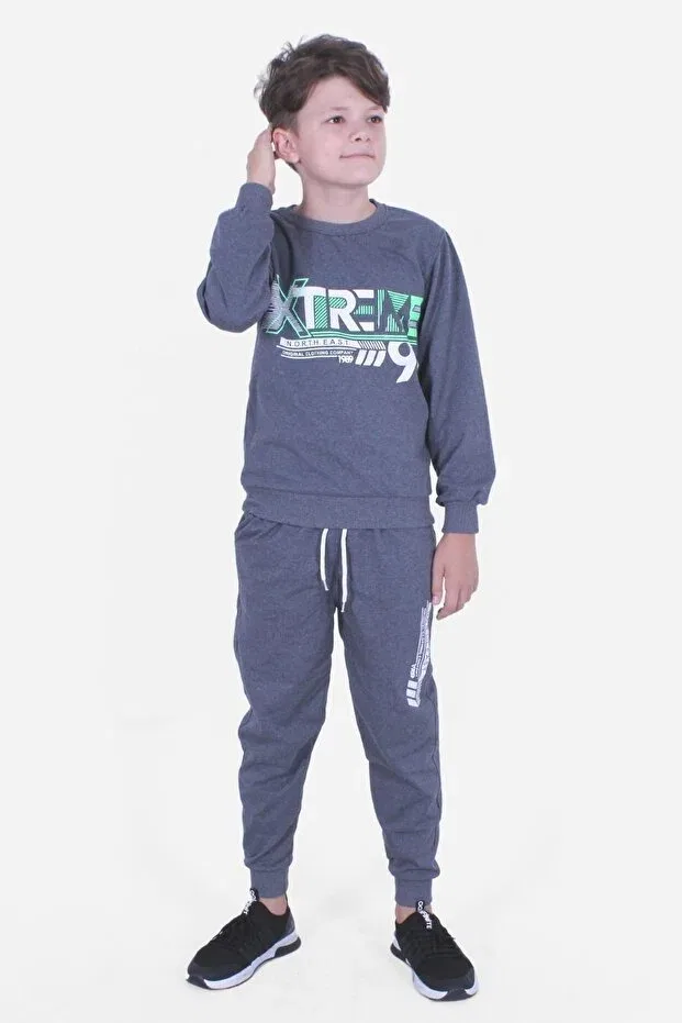 Детский спортивный костюм для мальчиков с принтом 3-Piece casual denim-nyc 91-x north east printed Ya Ko Kids, Black-Gray-Smoke — фото 4