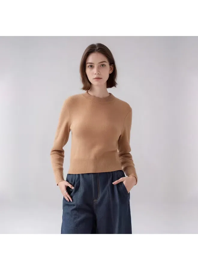 Свитер с полугорлом из чистой шерсти Zara, коричнево-желтый — фото 2