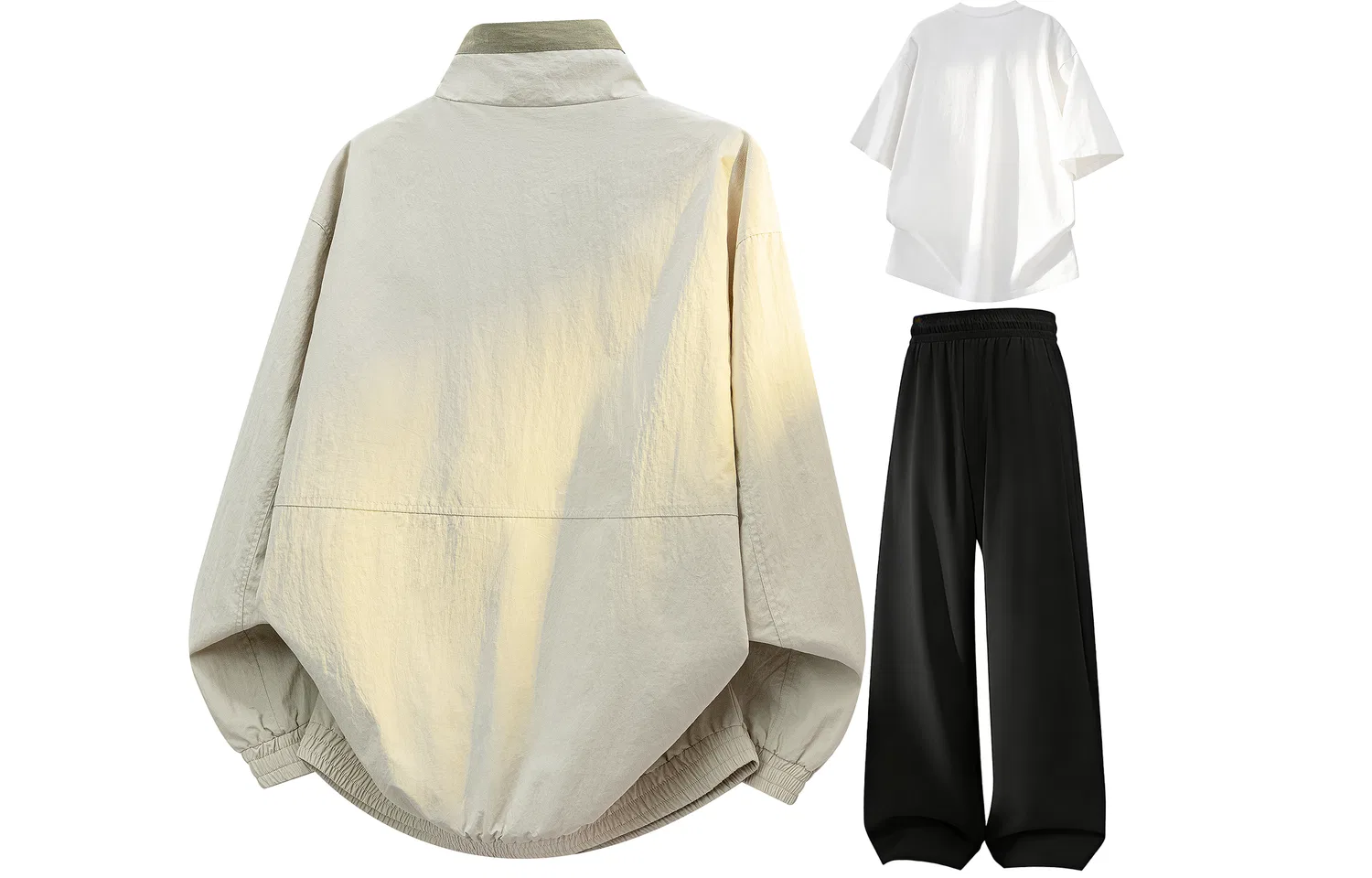 Детский комплект спортивной одежды с воротником-стойкой Khaki White T-Shirt Black Pants WARRIOR — фото 4
