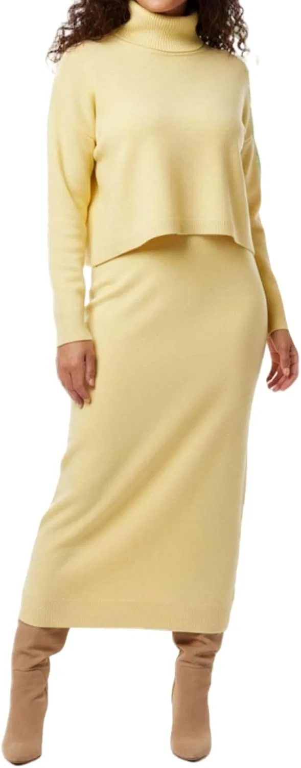 Женский повседневный комплект из свитера и платья-миди, Ribbed, Blue — фото 4