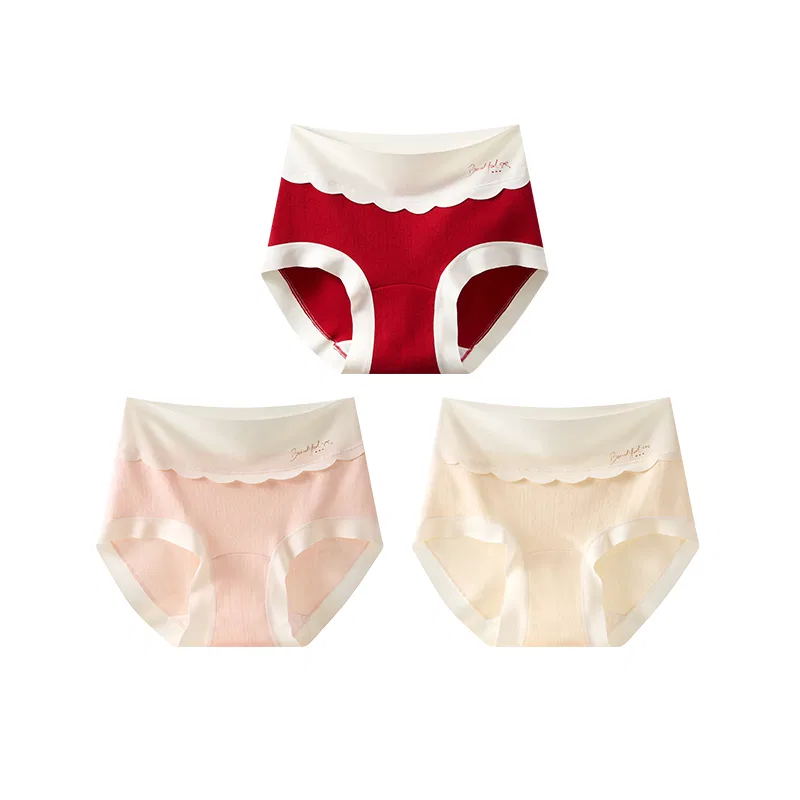 Детские трусы-боксеры с высокой посадкой Red Bean, 3 шт, Цвет: 3 packs-big red + light pink + milk apricot
