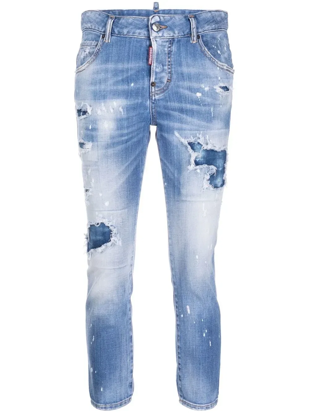 Укороченные джинсы с порезами Dsquared2, синий