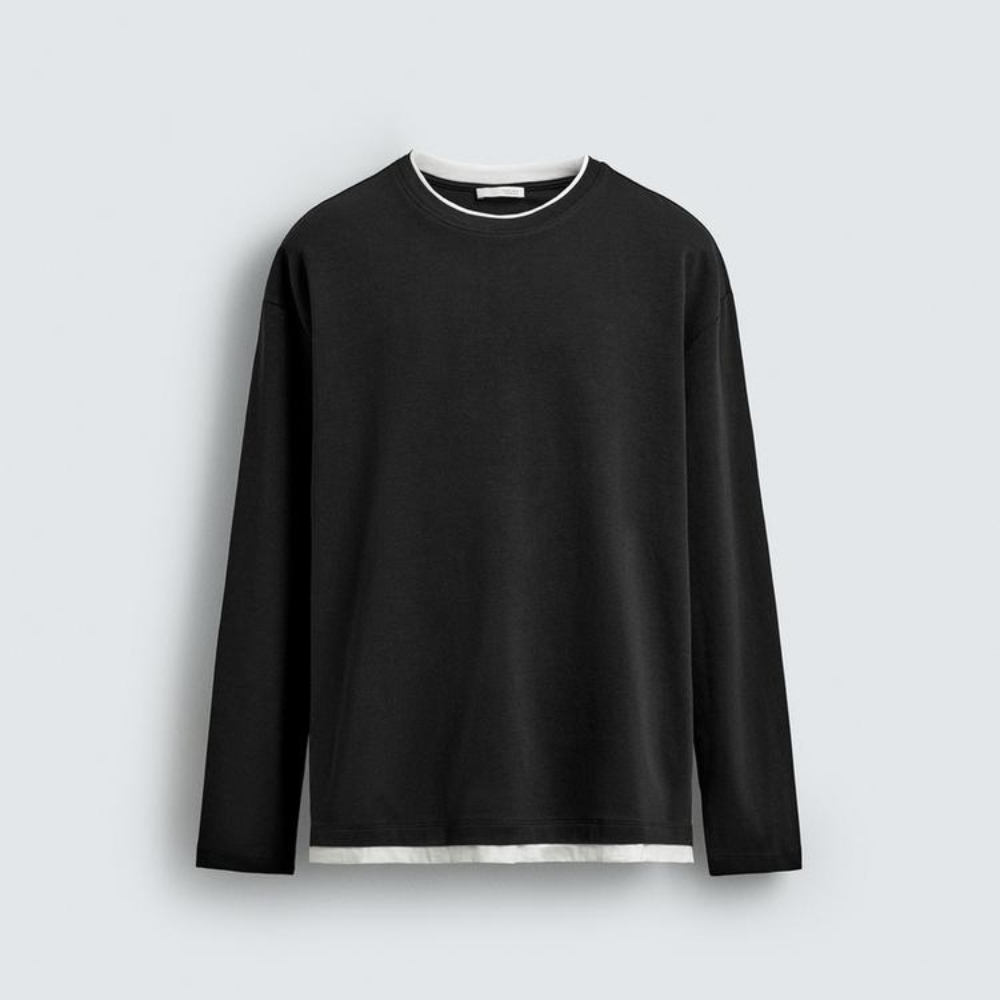 

Футболка Zara With Contrast Double-layer Hems, черный
