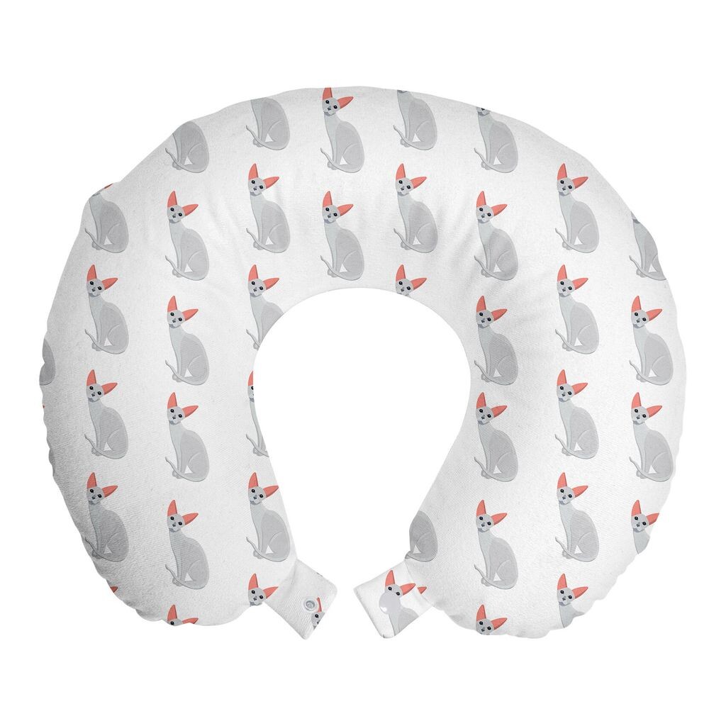 

ABAKUHAUS Подушка для путешествий с котятами, поддержка шеи, повтор мультяшных кошек, пенопластовые дорожные принадлежности для самолета и автомобиля, 30x30 см, бледно-фиолетово-синий коралловый