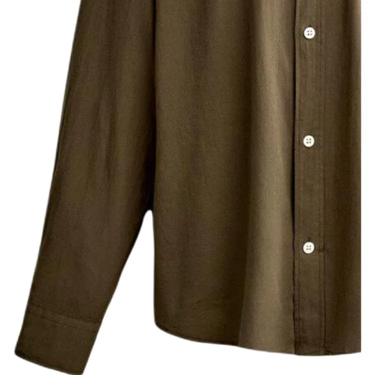 Мужская рубашка с лацканами прямая Dark Brown ZARA, Dark Brown — фото 4