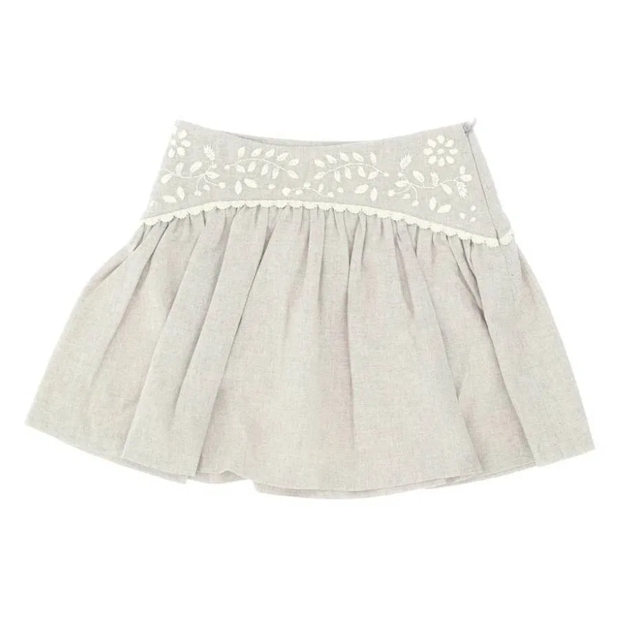 Юбка плиссированная с цветочной вышивкой Chloe Girls Floral Embroidery Pleated Skirt Chloé, White